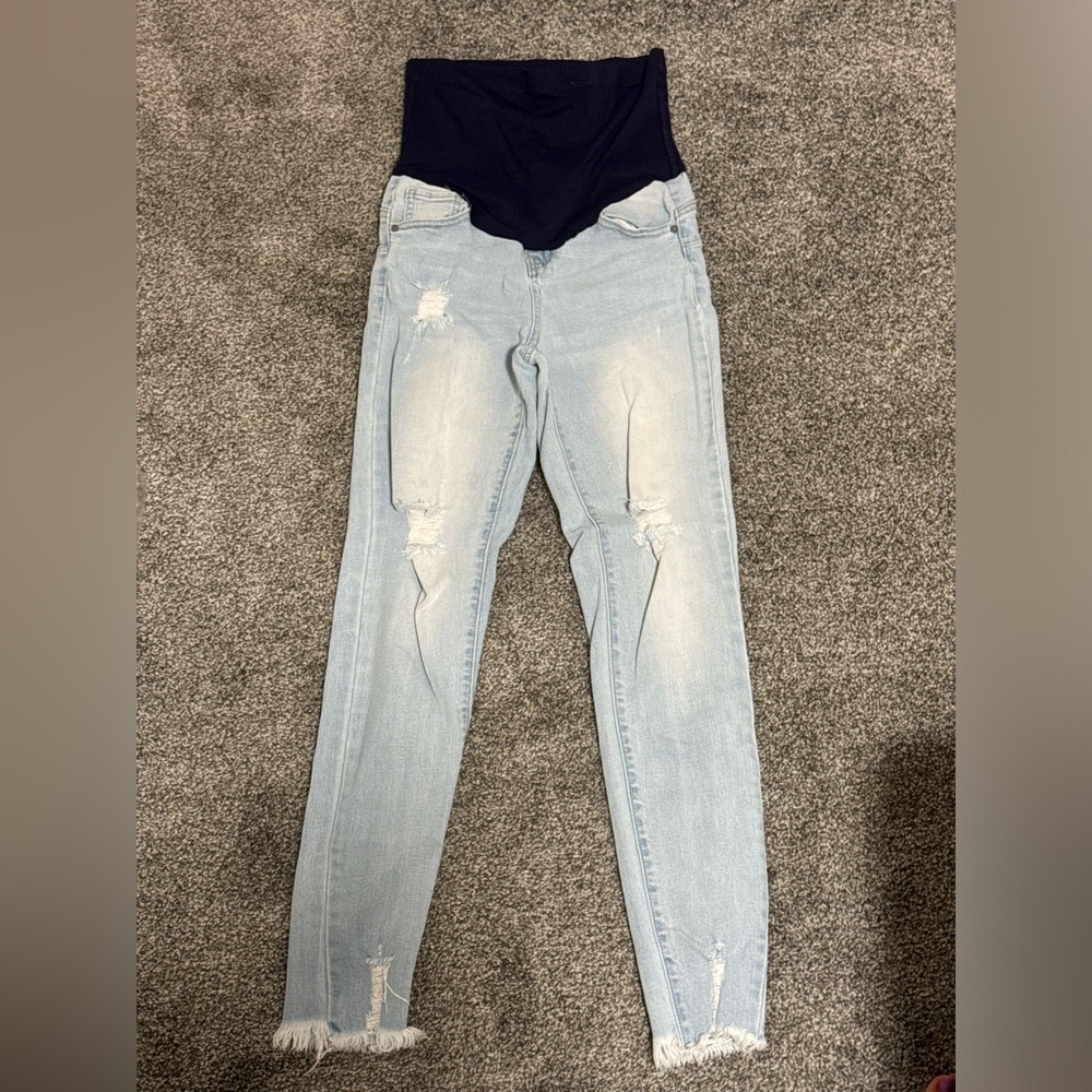Pink Blue Maternity Jeans